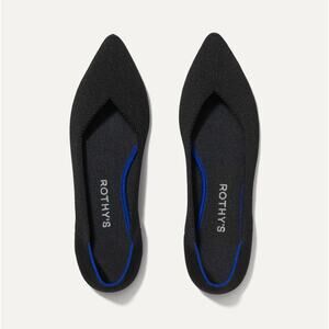 Rothy's The Point Sustainable Pointed Toe Flats in Solid Black, Size 10
